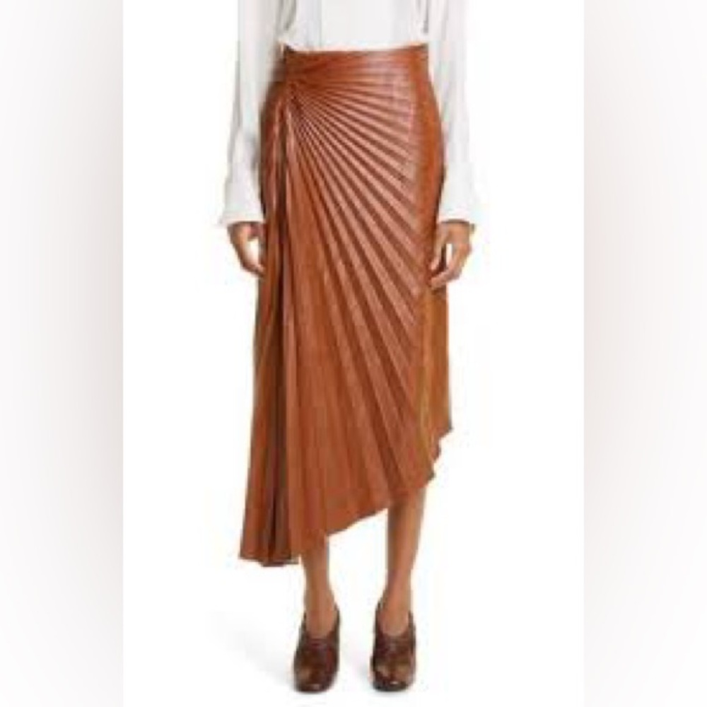 A.L.C. Tracy Asymmetric Pleat Faux Leather Skirt